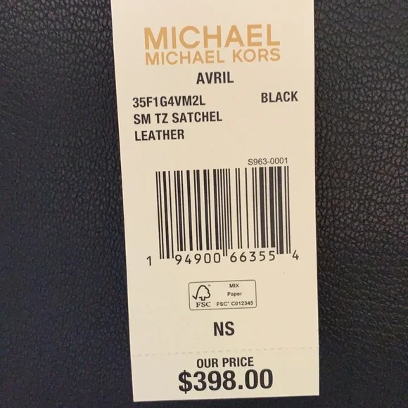 Michael Kors Avril Small Leather Top-Zip Satchel BLACK COLOR - Picture 16 of 16